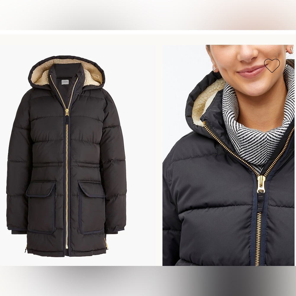 J. CREW Veil puffer coat in black size XS